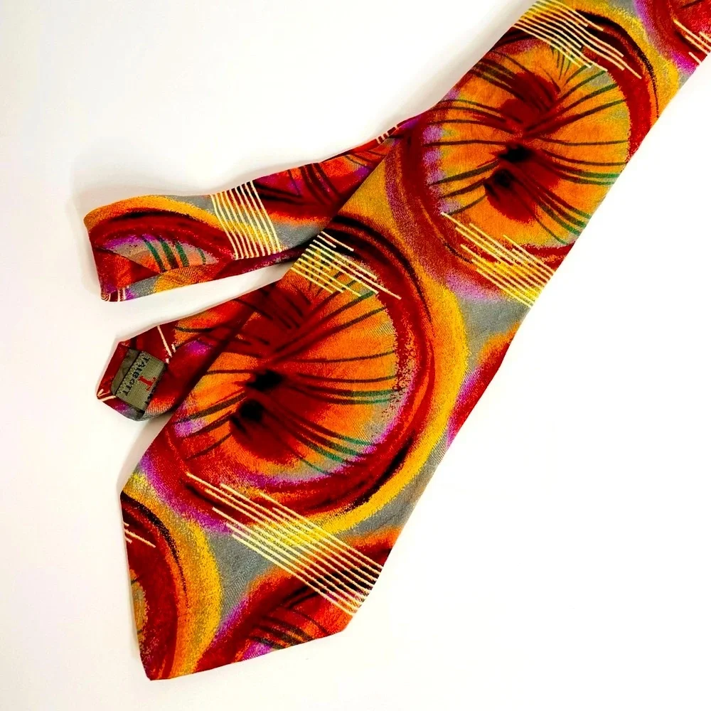 Talbots Bold & Bright Studio Wide Vibrant Abstract Fun Colorful Silk Han…
